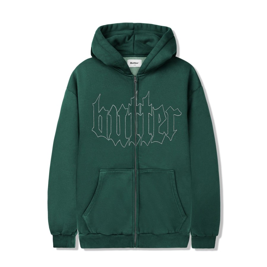 Clothing Butter Goods | Cropped Zip-Thru Hood,Washed Fern