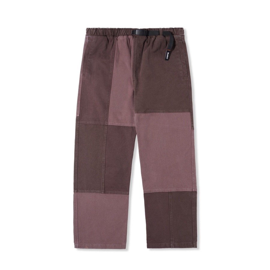 Clothing Butter Goods | Washed Canvas Patchwork Pants,Washed Burgundy