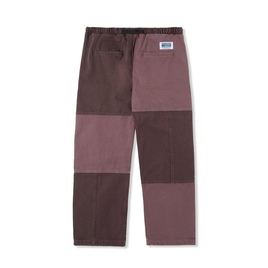 Clothing Butter Goods | Washed Canvas Patchwork Pants,Washed Burgundy