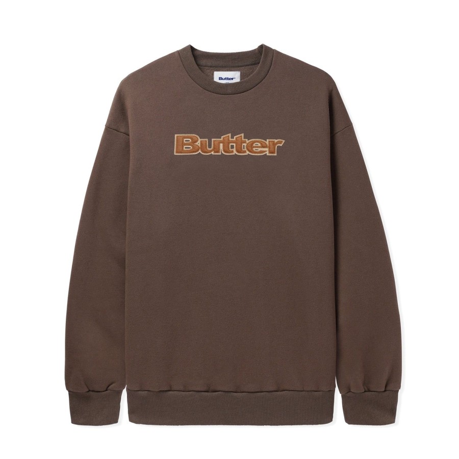 Clothing Butter Goods | Felt Logo Applique Crewneck,Chocolate