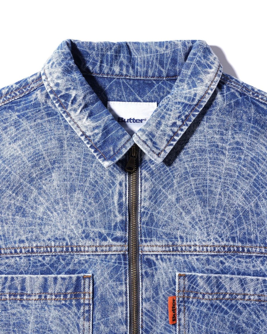 Clothing Butter Goods | Overdye Web Denim Jacket,Acid Wash Indigo