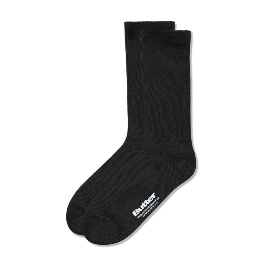 Accessories Butter Goods | Pigment Dye Socks,Washed Black