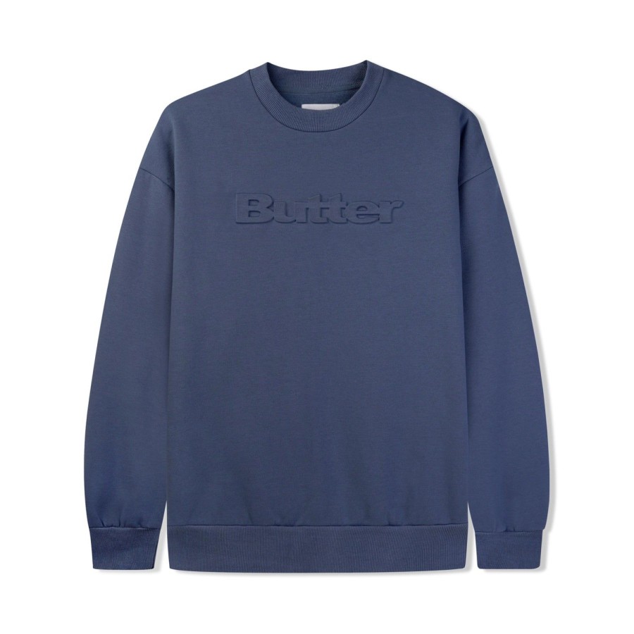 Clothing Butter Goods | Embossed Logo Crewneck Sweatshirt,Denim