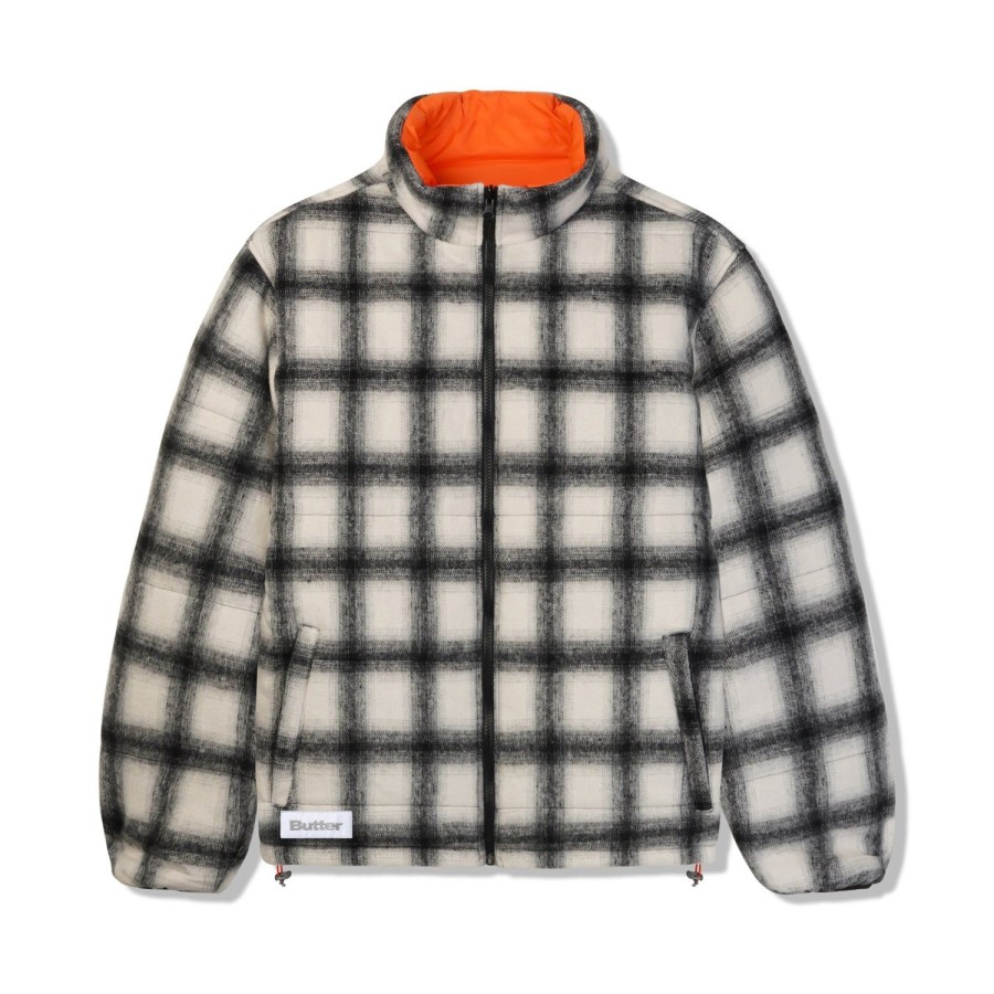 Clothing Butter Goods | Reversible Plaid Puffer Jacket,White/Orange