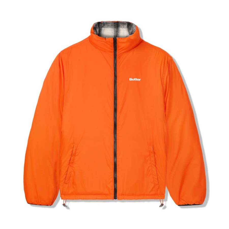 Clothing Butter Goods | Reversible Plaid Puffer Jacket,White/Orange