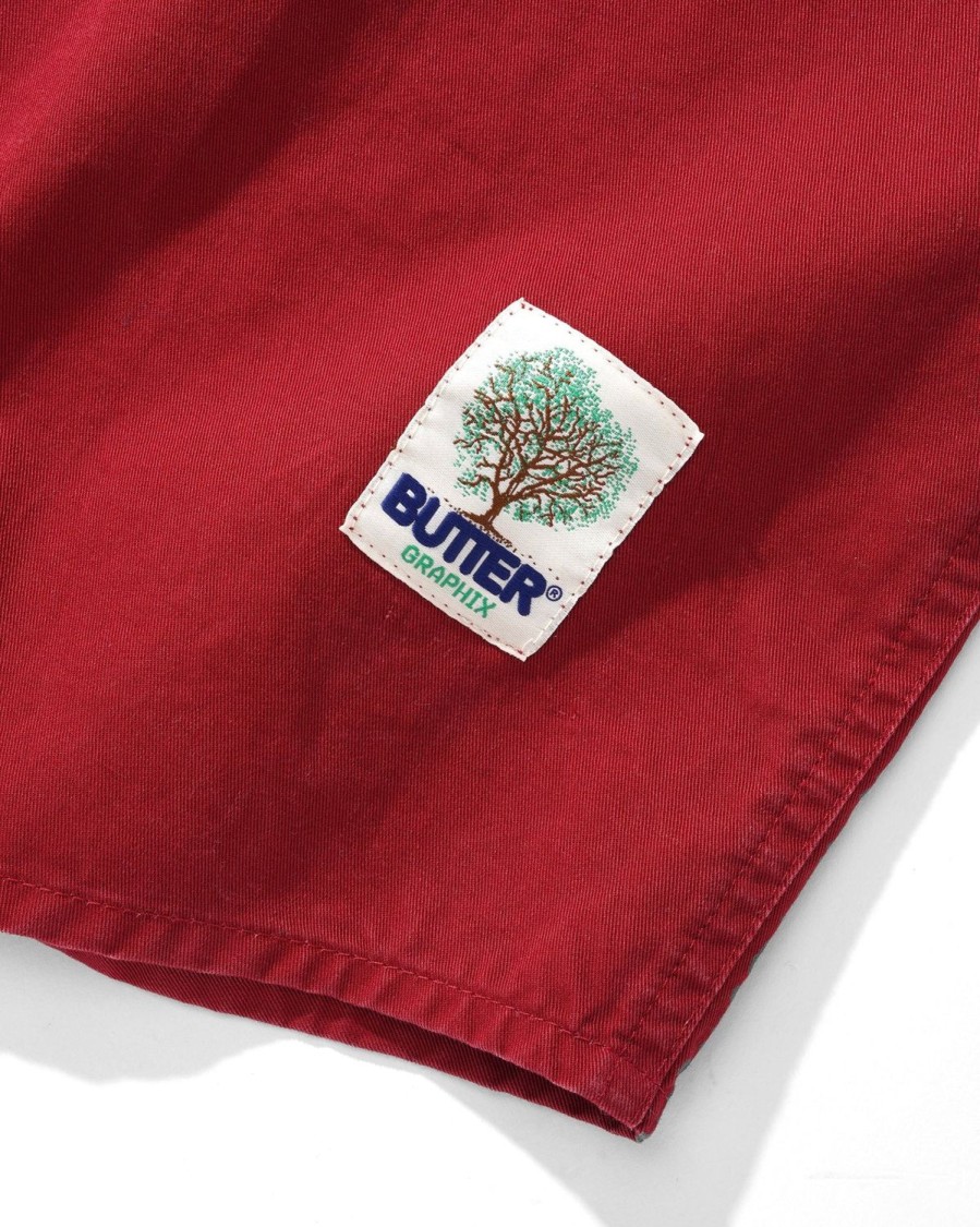 Clothing Butter Goods | Washed Pocket L/S Shirt,Burnt Red