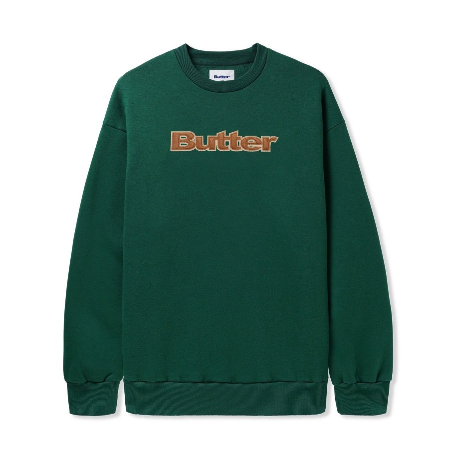 Clothing Butter Goods | Felt Logo Applique Crewneck,Forest Green