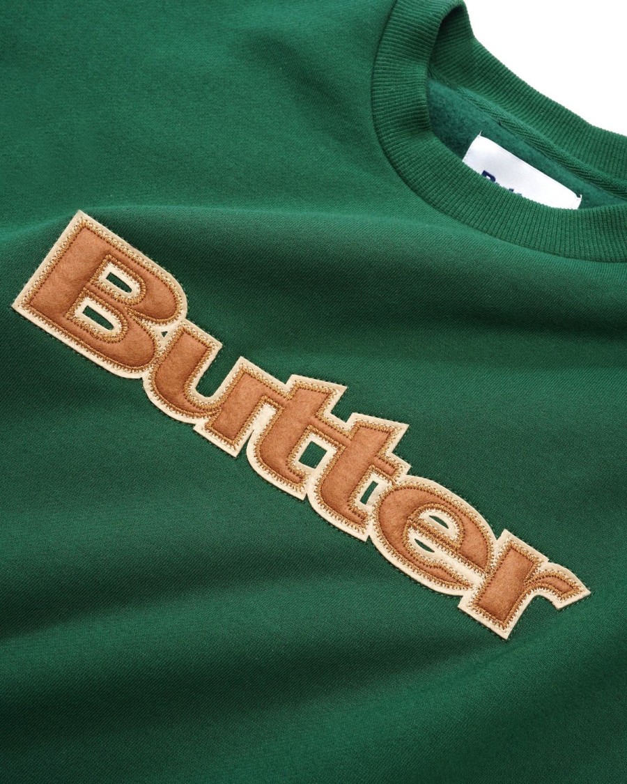 Clothing Butter Goods | Felt Logo Applique Crewneck,Forest Green