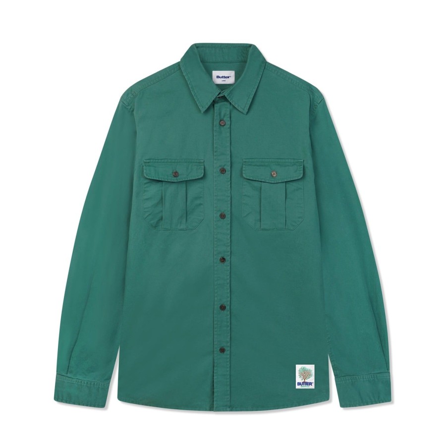 Clothing Butter Goods | Washed Pocket L/S Shirt,Fern