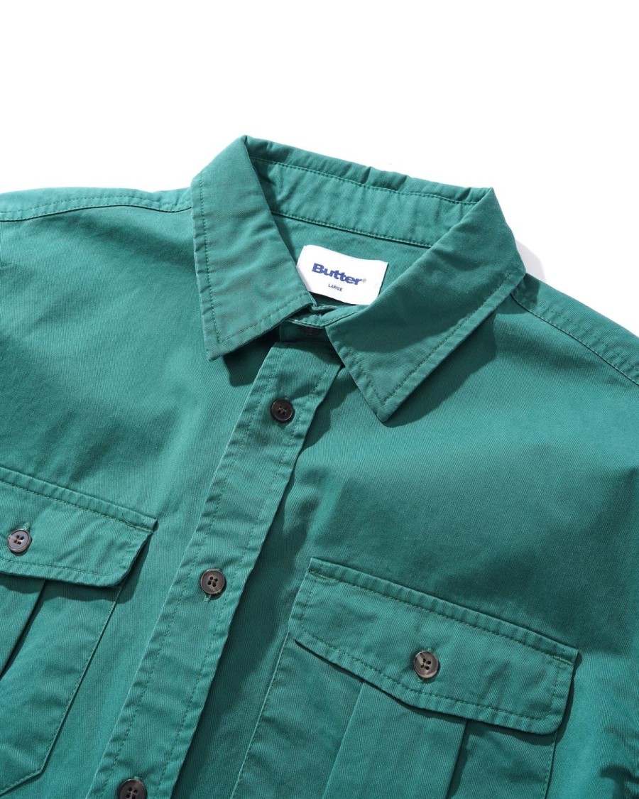 Clothing Butter Goods | Washed Pocket L/S Shirt,Fern