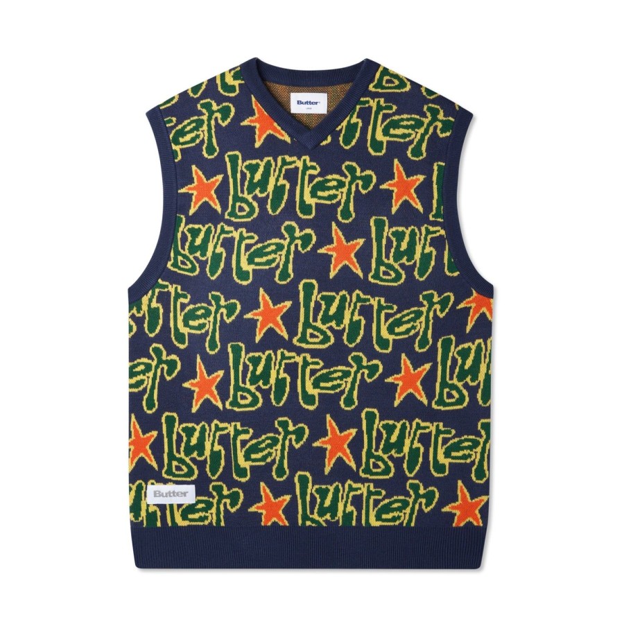 Clothing Butter Goods | Star Knit Vest,Navy