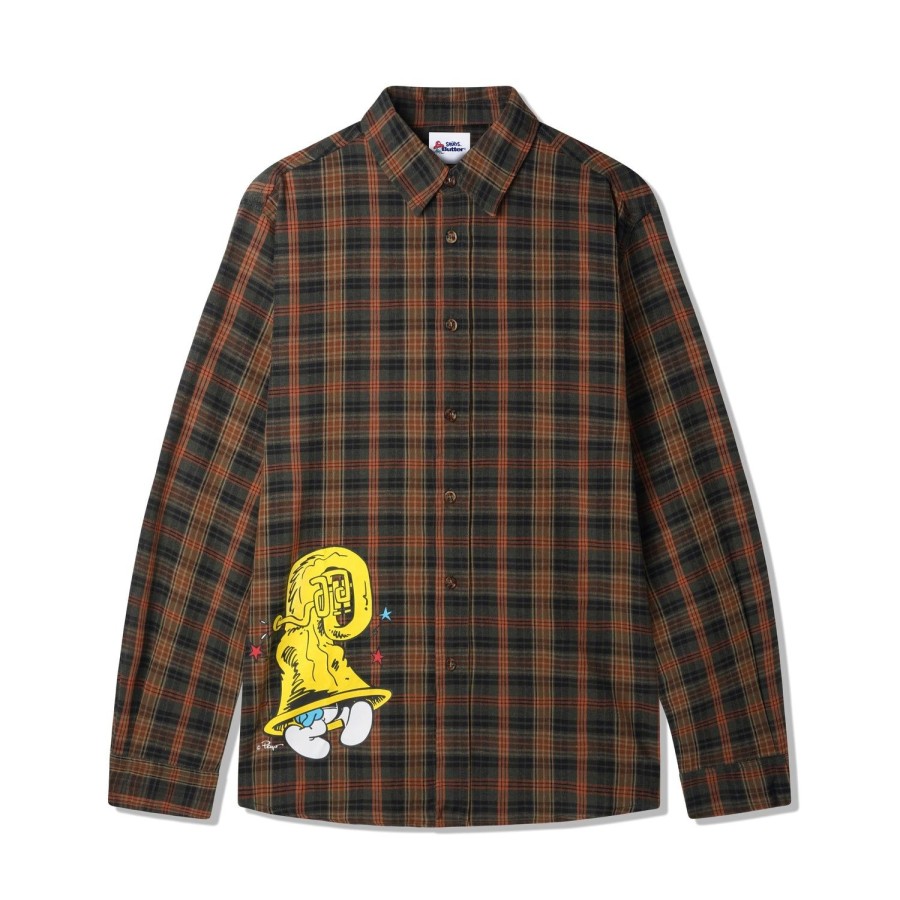 Clothing Butter Goods | Harmony Plaid L/S Shirt,Moss/Bark