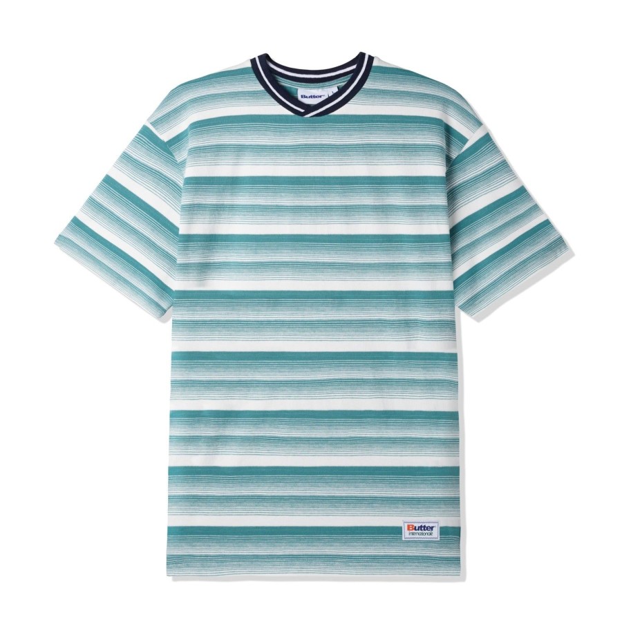 Clothing Butter Goods | Internationale Striped Tee,White/Teal