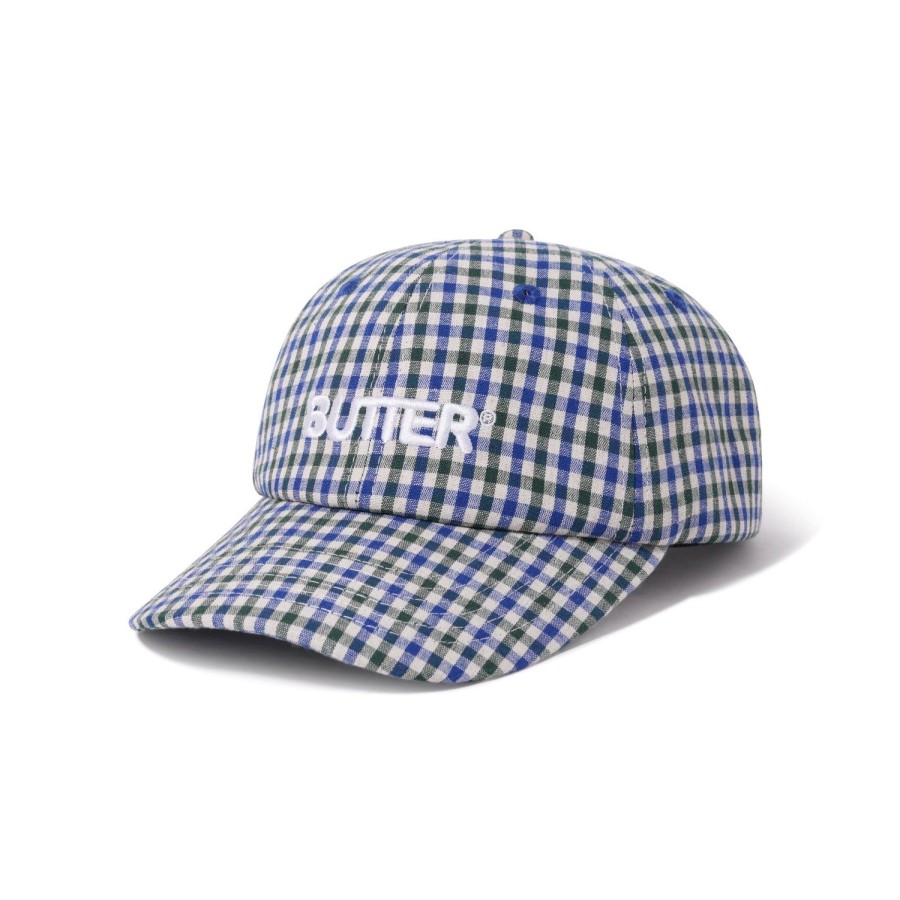 Accessories Butter Goods | Gingham 6 Panel Cap,Fern/Blue