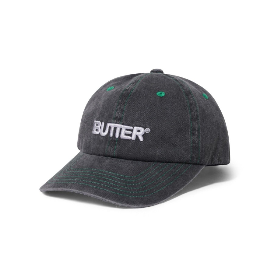 Accessories Butter Goods | Rounded Logo 6 Panel Cap,Washed Black