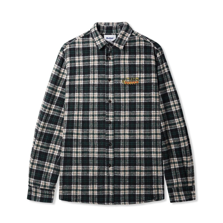 Clothing Butter Goods | Caterpillar Flannel Shirt,Navy/Forest