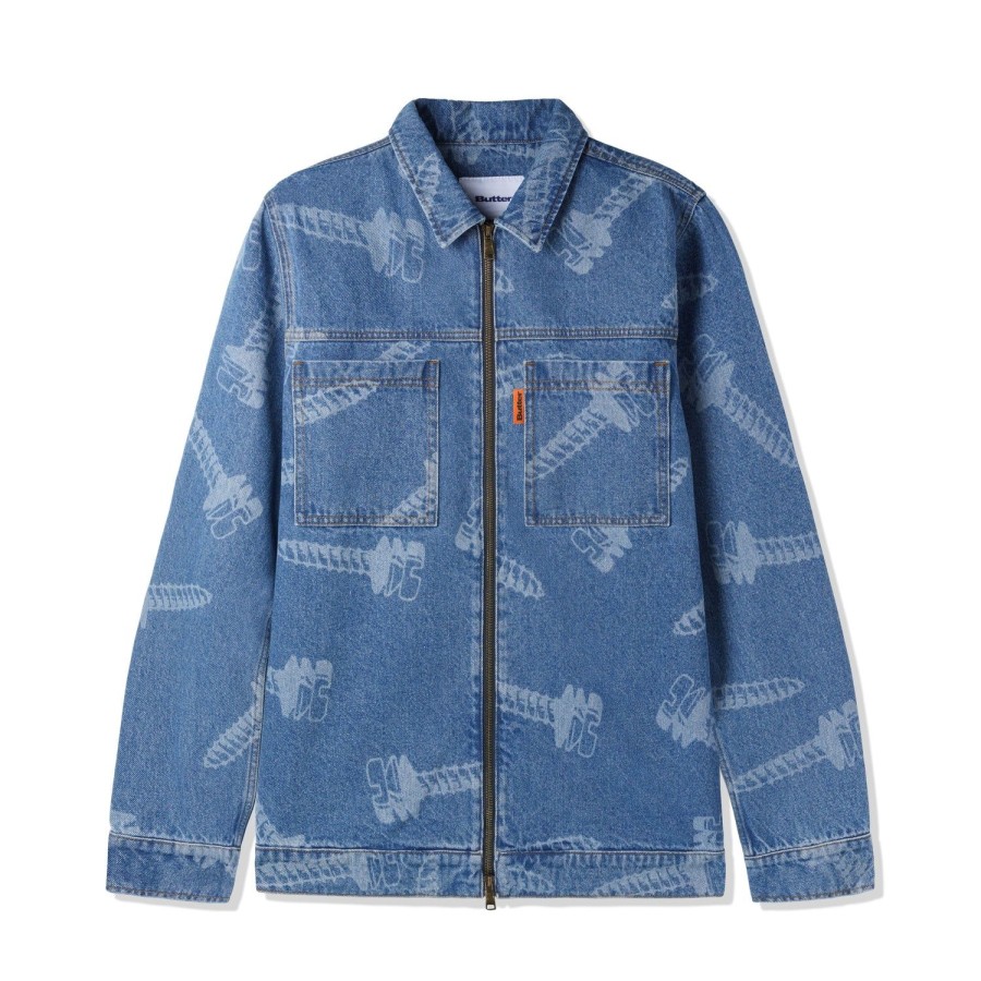 Clothing Butter Goods | Screw Denim Jacket,Washed Indigo