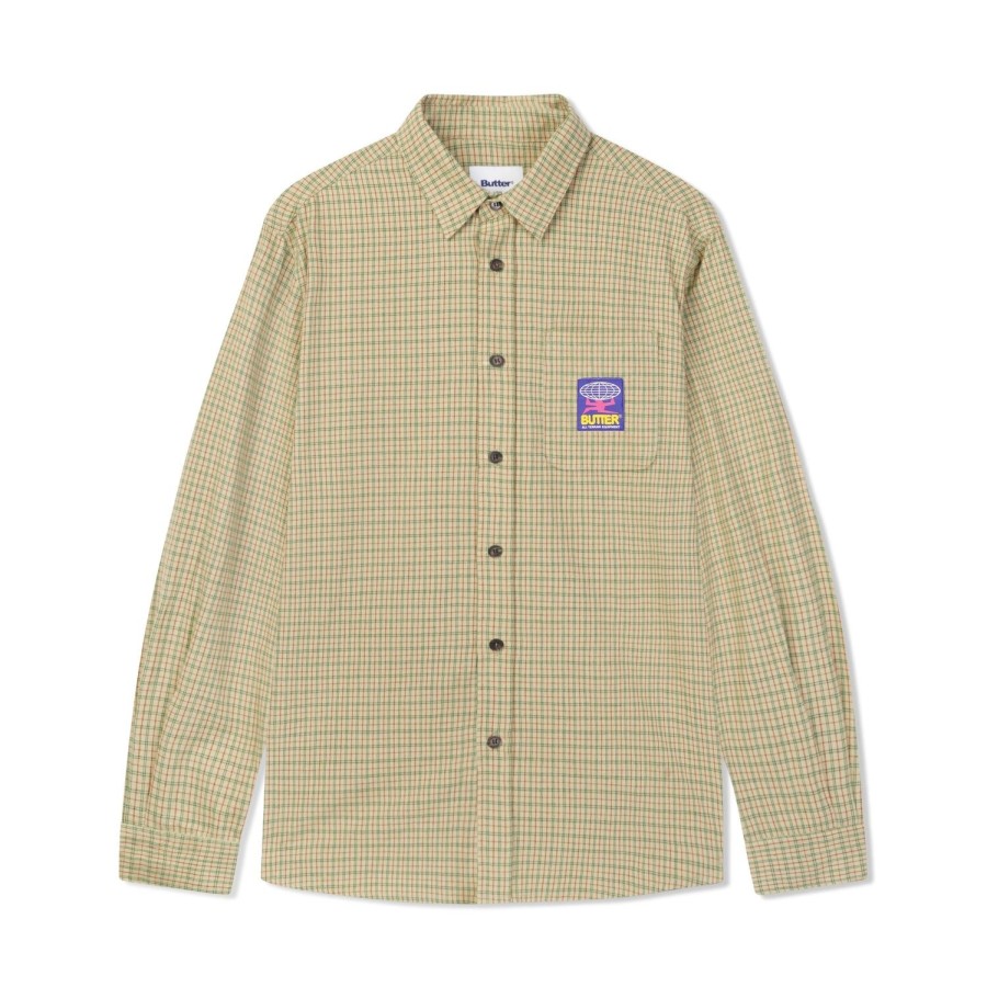 Clothing Butter Goods | Terrain L/S Shirt,Cream/Forest