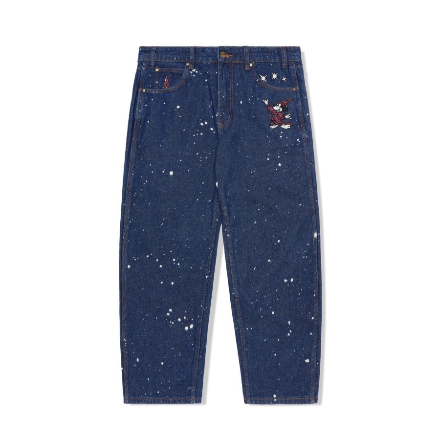 Clothing Butter Goods | Fantasia Baggy Denim Jeans,Dark Indigo Bleach Splatter