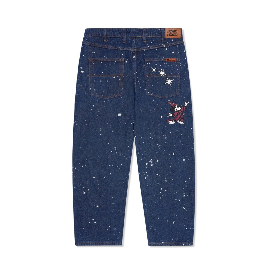 Clothing Butter Goods | Fantasia Baggy Denim Jeans,Dark Indigo Bleach Splatter