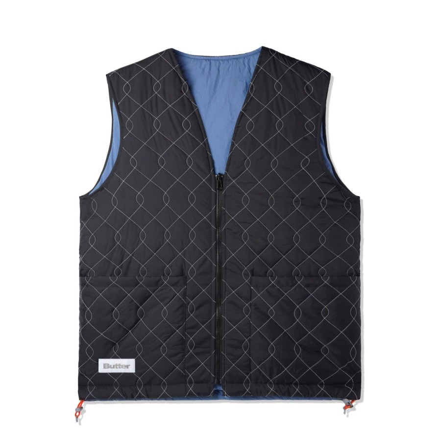 Clothing Butter Goods | Chainlink Reversible Puffer Vest,Black/Slate