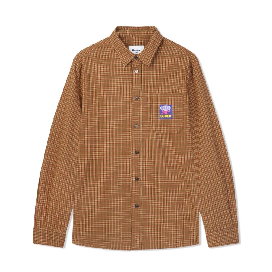 Clothing Butter Goods | Terrain L/S Shirt,Brown/Green