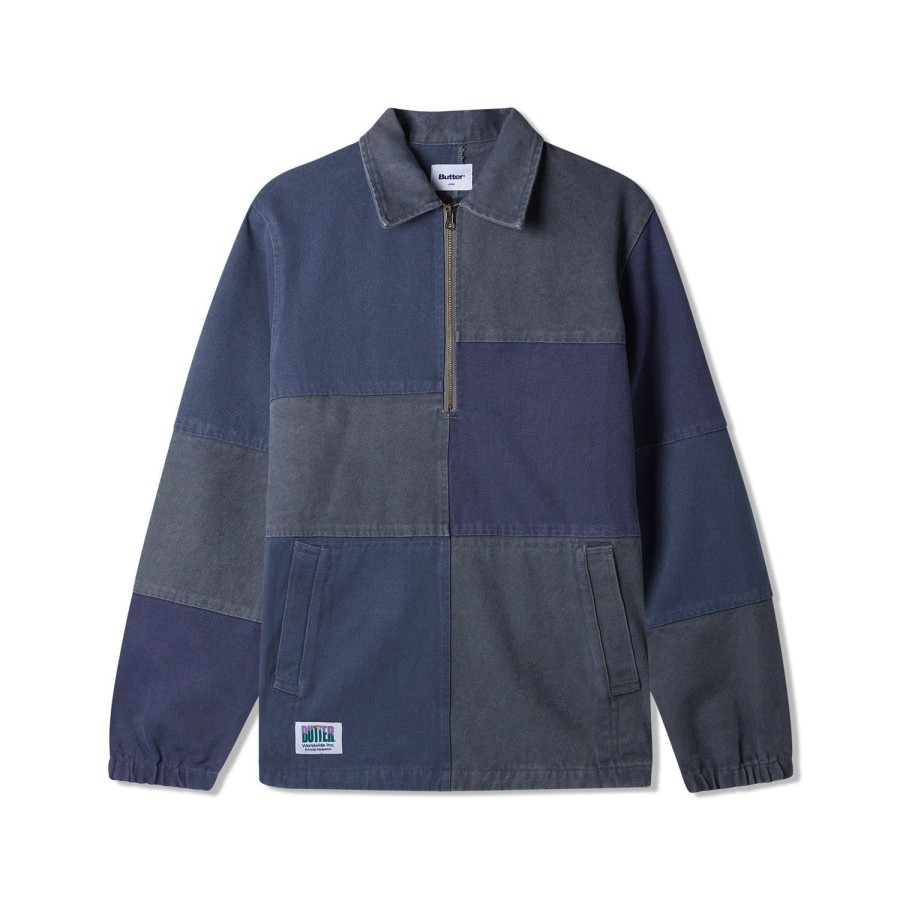 Clothing Butter Goods | Washed Canvas Patchwork Jacket,Washed Navy