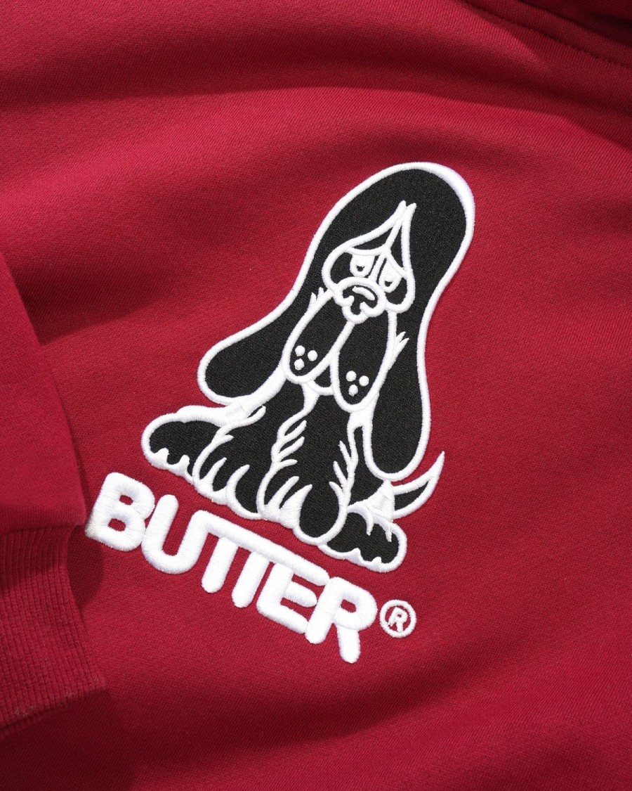 Clothing Butter Goods | Hound Embroidered Pullover,Washed Burgundy