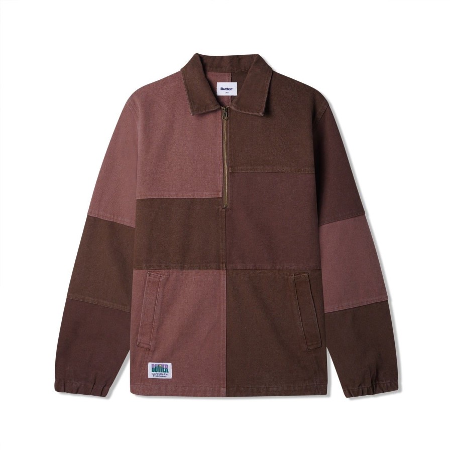 Clothing Butter Goods | Washed Canvas Patchwork Jacket,Washed Burgundy