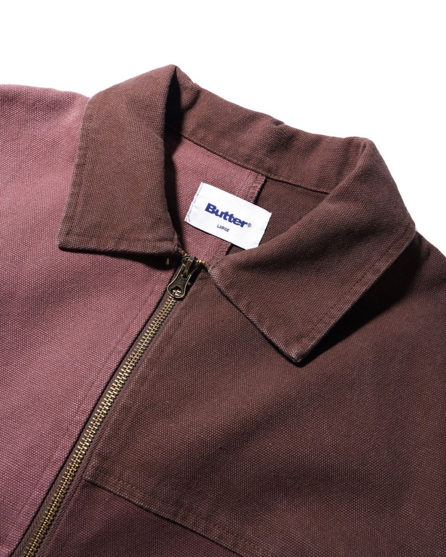 Clothing Butter Goods | Washed Canvas Patchwork Jacket,Washed Burgundy