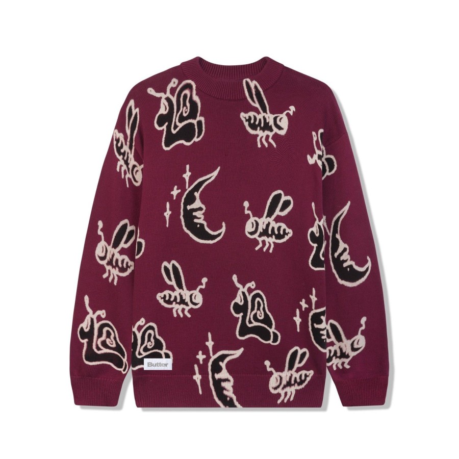 Clothing Butter Goods | Critter Knitted Sweater,Wine