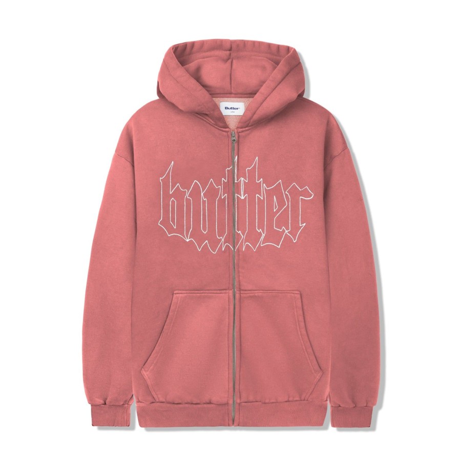 Clothing Butter Goods | Cropped Zip-Thru Hood,Washed Burgundy