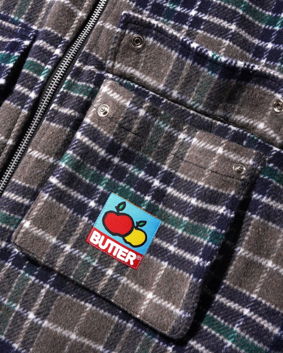 Clothing Butter Goods | Grove Plaid Overshirt,Grey/Navy/Forest