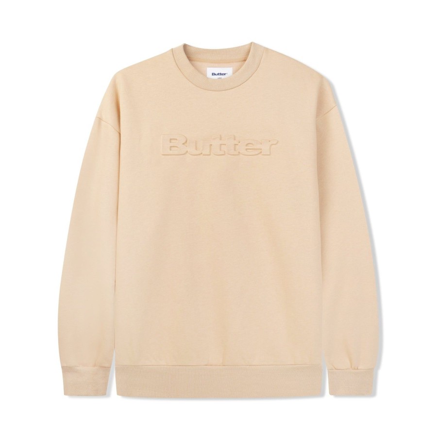 Clothing Butter Goods | Embossed Logo Crewneck Sweatshirt,Tan