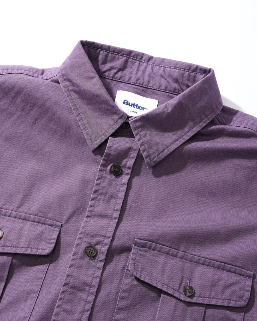 Clothing Butter Goods | Washed Pocket L/S Shirt,Eggplant