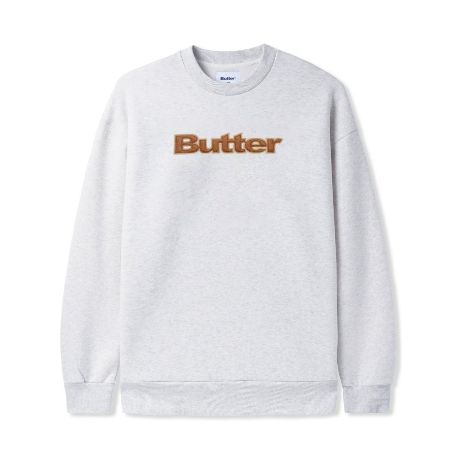 Clothing Butter Goods | Felt Logo Applique Crewneck,Ash Grey