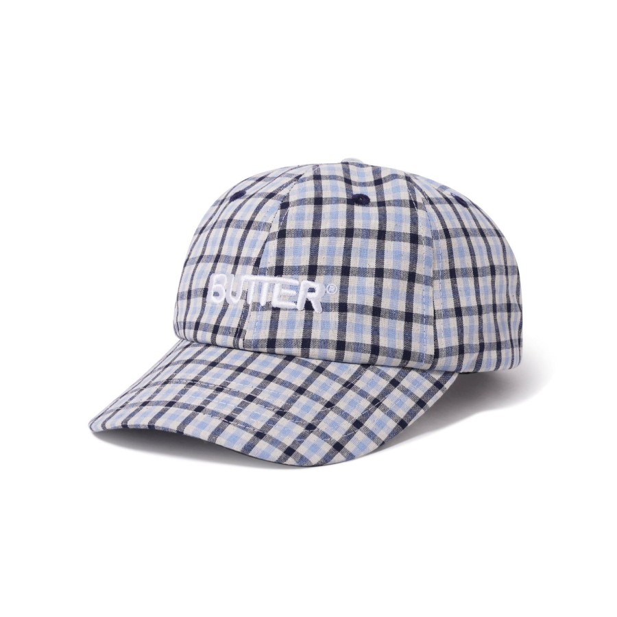 Accessories Butter Goods | Gingham 6 Panel Cap,Pale Blue/Midnight