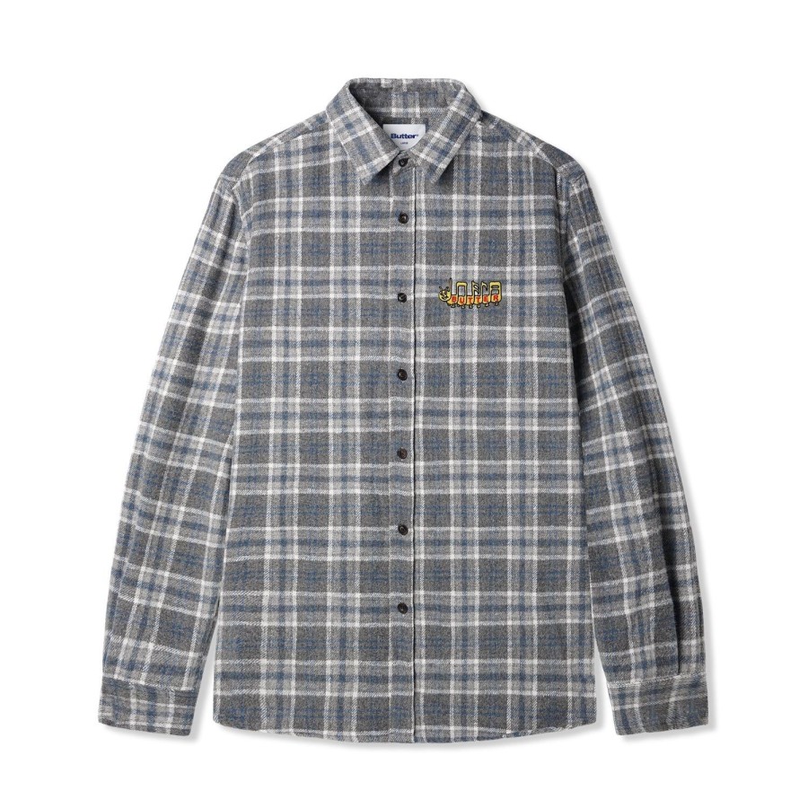 Clothing Butter Goods | Caterpillar Flannel Shirt,Grey/Slate