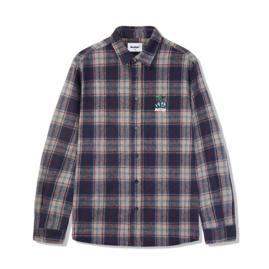 Clothing Butter Goods | Cherry Flannel Shirt,Navy