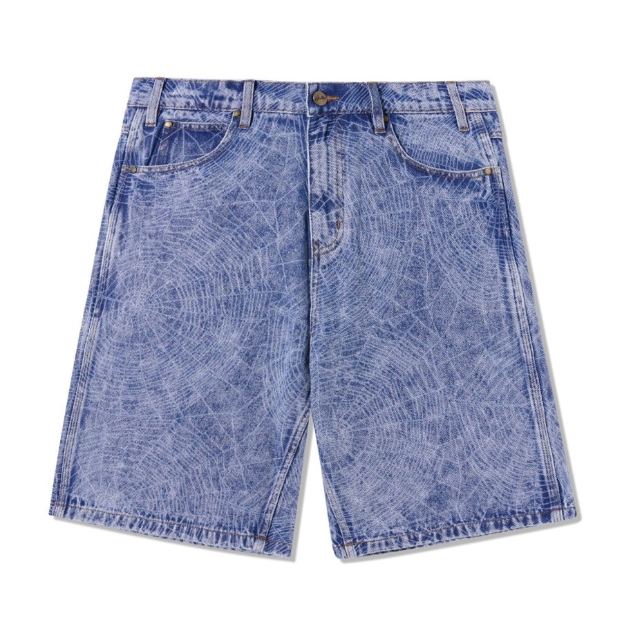 Clothing Butter Goods | Web Denim Shorts,Acid Wash Indigo