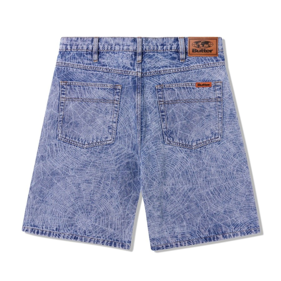 Clothing Butter Goods | Web Denim Shorts,Acid Wash Indigo