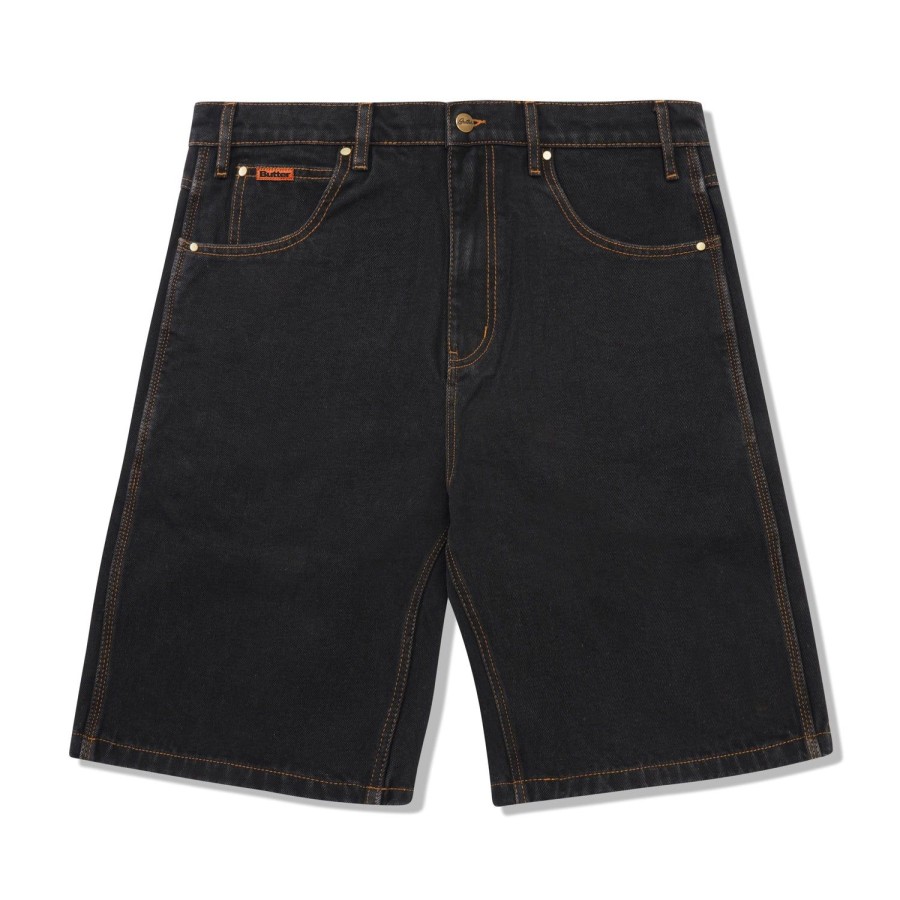 Clothing Butter Goods | Baggy Denim Shorts,Washed Black