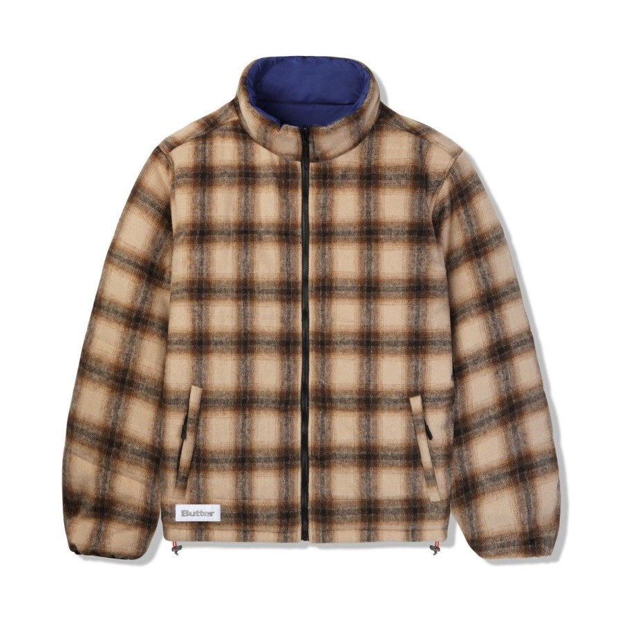 Clothing Butter Goods | Reversible Plaid Puffer Jacket,Brown/Navy