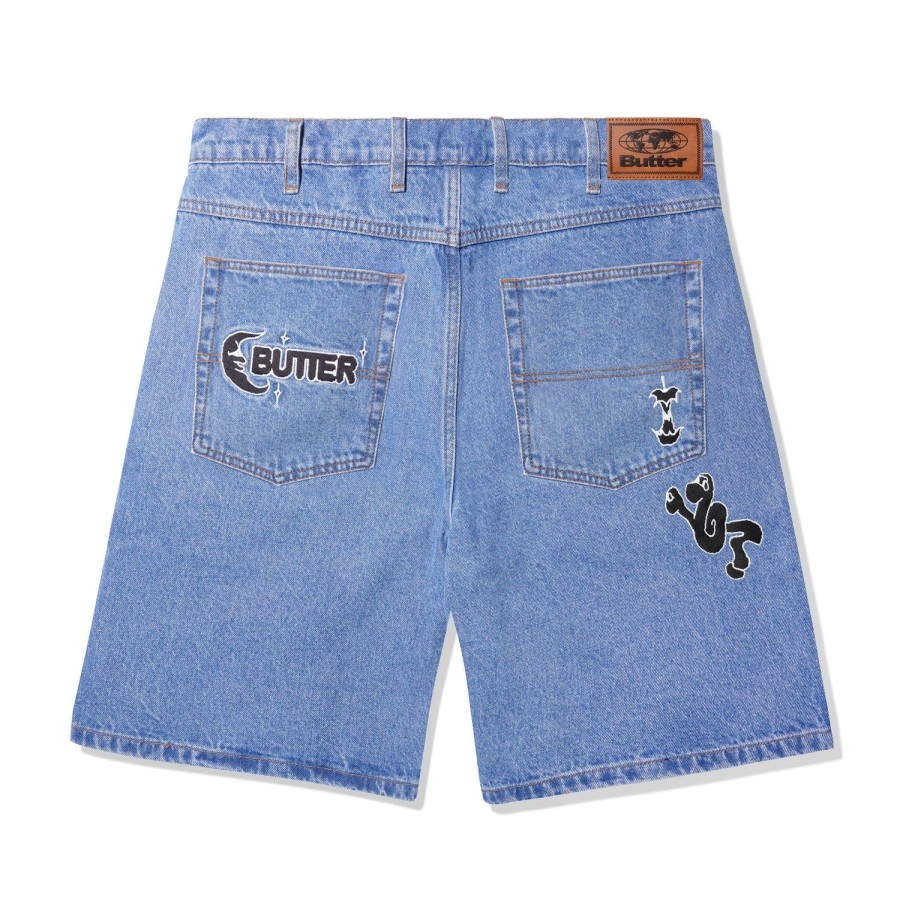 Clothing Butter Goods | Critter Baggy Denim Shorts,Washed Indigo