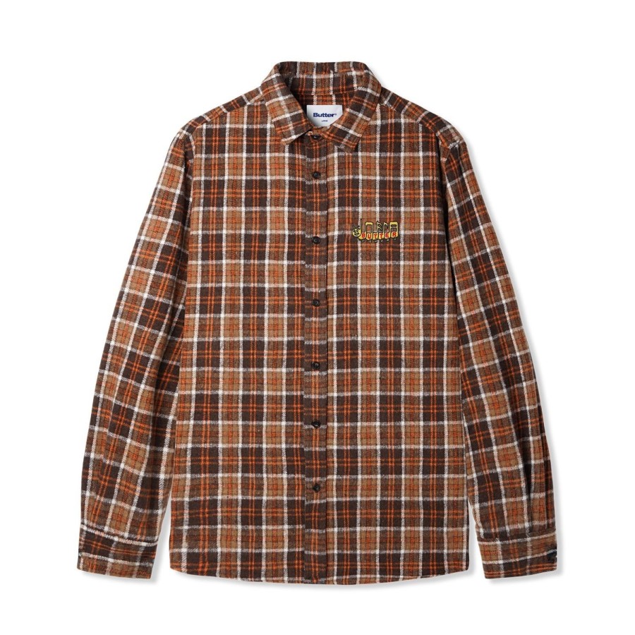 Clothing Butter Goods | Caterpillar Flannel Shirt,Brown/Orange