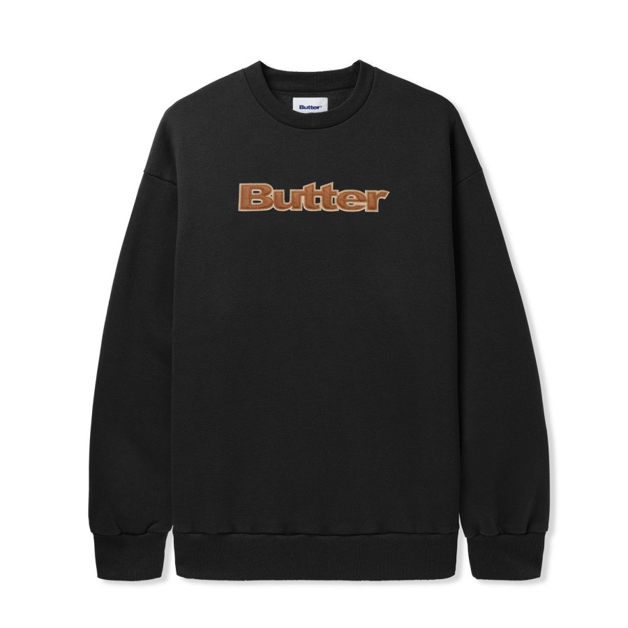 Clothing Butter Goods | Felt Logo Applique Crewneck,Black