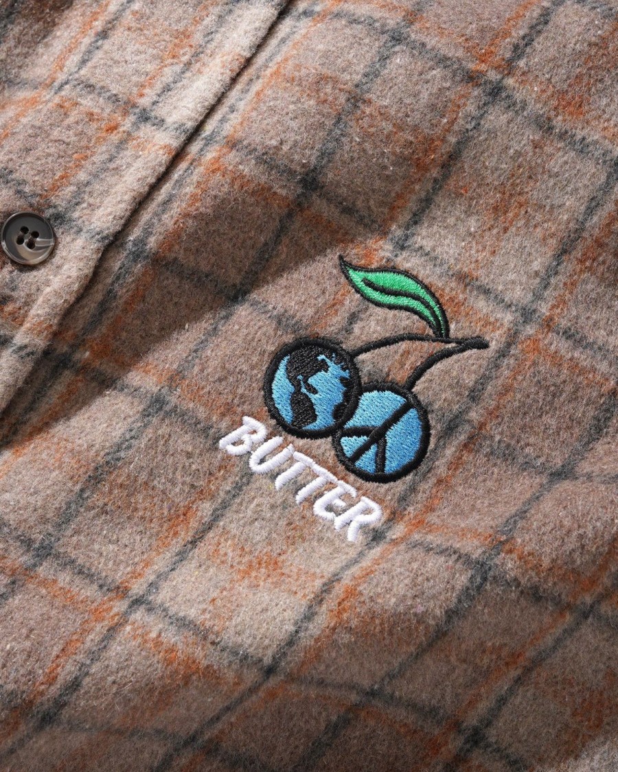 Clothing Butter Goods | Cherry Flannel Shirt,Taupe