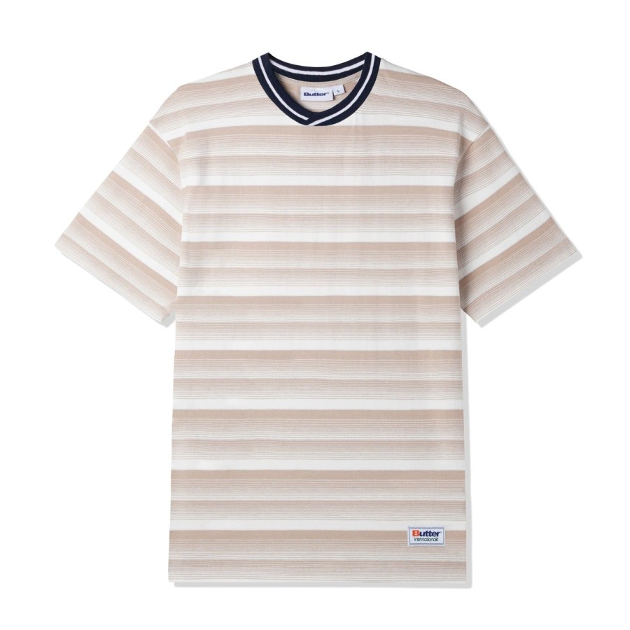 Clothing Butter Goods | Internationale Striped Tee,White/Khaki