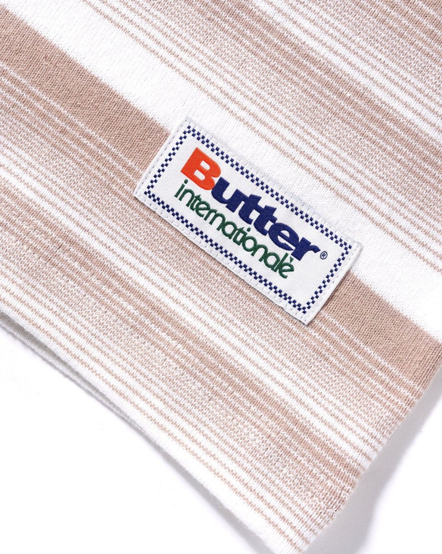 Clothing Butter Goods | Internationale Striped Tee,White/Khaki